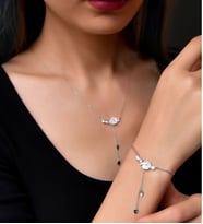 Papatya Silver 925 Ayar Gümüş Kardelen Çiçeği Kolye Bileklik Set (Gümüş)