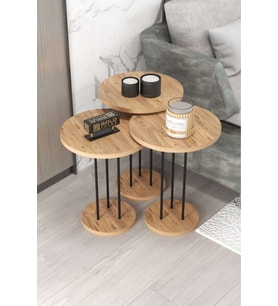Metal Terra Zigon Çam Kahverengi 3 lü