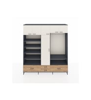 Hyperion Dolap 18 Raflı 4 Çekmeceli Tek Askılı 220x44x243 Antrasit-Aytaşı/Çam