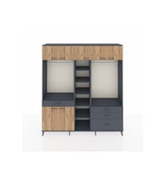 Hyperion Dolap 11 Raflı 4 Çekmeceli 2 Askılı 220x44x243 Antrasit-Çam/Antrasit