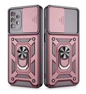 Samsung A71 Uyumlu Kızaklı Kamera Korumalı Tank Kılıf (Rose - Gold)