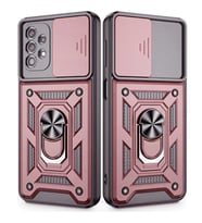 Samsung A71 Uyumlu Kızaklı Kamera Korumalı Tank Kılıf (Rose - Gold)