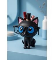 MYCRAFT3D Kedi Figürlü Gözlük Standı Gözlüklük Kalemlik Makyaj Fırçası Ruj Organizer Masaüstü Dekoratif Ofis Düzenleyici