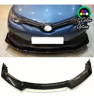 Toyota Auris Beyaz Renkli Şeritli Dilli Ön Lip 4 Prç Parlak Siyah ABS