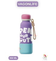 VAGONLİFE 550ML Bilek Askılı Desenli Paslanmaz Çelik Termos 4 Renk (Mor)