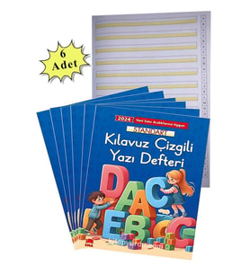 Yeni Müfradat Güzel Yazı Defteri A4 19x27 cm 24 Yaprak 6 Adet Standart Kılavuz Çizgili Yazı Defteri Satır Aralıklarına Uygun (Çok Renkli)