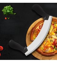 Satır Kıyma Bıçağı - Yarım Ay Modeli - Sebze Doğrama Satırı - Pizza Dilimleme Bıçağı - Paslanmaz Çelik