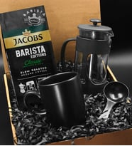 Siyah Kupa & Jacobs Barista Filtre Kahve & French Press Hediye Seti