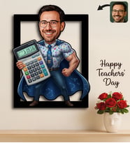BK Gift Kişiye Özel Erkek Öğretmen Karikatürlü 3D Ahşap Tablo -17, Öğretmene Hediye, Öğretmenler Günü Hediyesi