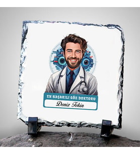 Kişiye Özel Hediye Karikatürlü En Başarılı Erkek Göz Doktoru Dekoratif Taş