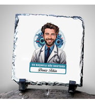 Kişiye Özel Hediye Karikatürlü En Başarılı Erkek Göz Doktoru Dekoratif Taş