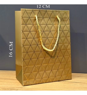 Gold Geometrik Desenli Mini Boy Karton Hediye Çantası