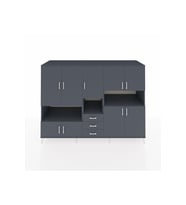 Kronos Dolap 13 Raflı 3 Çekmeceli 9 Kapaklı 220x59x163 Antrasit-Antrasit