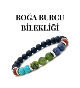 Nelleovana Doğaltaş - Boğa Burcu Bileklik - Akik - Turkuaz - Yeşim Taşı - Safir - Doğaltaş Bileklik - Unisex