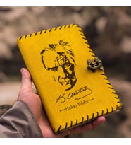 Atatürk Siluetli İsme Özel Deri Defter (Sarı)