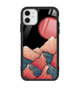 iPhone 11 Dağ Güneş Tasarımlı Glossy Telefon Kılıfı