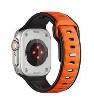 Apple Watch Ultra 49mm Uyumlu Zore KRD-135 Silikon Kordon Strap Kayış (Siyah - Turuncu)
