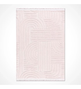 Krem Modern Geometrik Desenli Salon Halısı Toz Vermez Kabartmalı Yüzey Tasarımı Çocuk