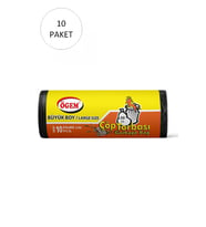 Büyük Boy Çöp Torbası 65 x 80 cm 10 Lu Rulo x 10 Paket = 100 Adet (Siyah)
