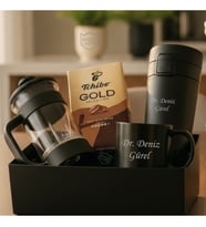 Hemen Kargo İsme Özel Premium Tasarım Erkek Kadın Hediye Seti - Çelik Termos Bardak, french press, Filtre Kahve, Kupa Bardak