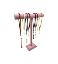 Tesbih Kolye ve Bileklik Standı T 50 Cm Pembe Süet