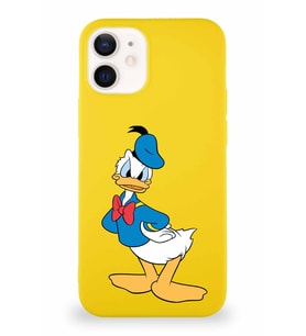 Apple iPhone 12 Mini Soft Premier Kapak Donald Duck-D Tasarımlı Silikon Kılıf - Sarı (Şeffaf)