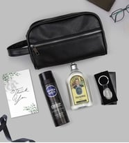 Kişiye Özel Anahtarlık & Siyah Suni Deri Erkek El Çantası & Eyüp Sabri Tuncer Tıraş Kolonyası & Nivea Men Tıraş Köpüğü Hediye Seti