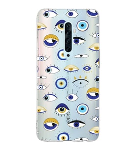 PrintiFy Oppo Reno 2Z  ile Uyumlu 1mm Slim Fit Nazar Boncuğu 2 Baskılı Şeffaf  Kılıf