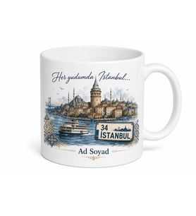 İstanbul Plakalı Yedi Tepe Boğaz Manzaralı Vapur Galata Kulesi Kupası Hediye Bardak
