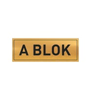A BLOK YAZILI GOLD METAL LEVHA 20 X 7 CM