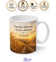 Tarla Manzarası Temalı Baskılı Kupa Bardak Doğa Hediye Porselen Mug