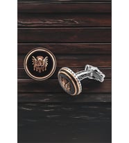 Gümüş Siyah Onix Taşlı Osmanlı Devlet Armalı Kol Düğmesi