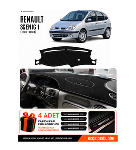 e-biz RENAULT SCENIC 1 (1996-2003) Uyumlu Torpido Koruma, Torpido Örtüsü, Torpido Kılıfı - Siyah - RE043