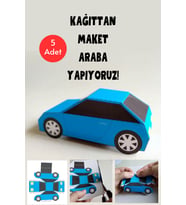 Kağıttan Maket Araba Yapıyoruz Şablonu, 5 Adet A4 Boyutta Kalın ve Sert Kağıt.