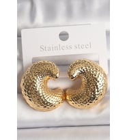 Pirinç Gold Renk Yılan Sırtı İşlemeli Yarım Halka Model Kadın Küpe 5886 - SSSSSS5361-7156