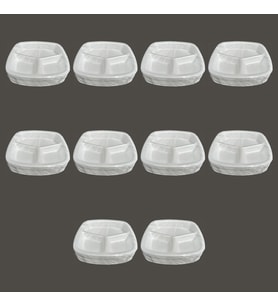 Dağyüce Tek Kullanımlık Köpük 3 Bölmeli Tabldot Köpük Tabak - 23.5x25 Cm. - 10 Adetlik 10 Paket