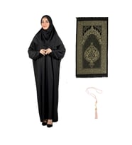 Namaz Elbisesi Eşarp Seccade Tesbih Set, İslami Giyim Takım Ferace Turban Şal