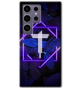 Galaxy S24 Ultra Kılıf HD Desen Baskılı Kılıf - Dark Neon Yaprak T Harfi