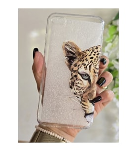 Iphone 7 Plus / 8 Plus Uyumlu Leopar Desenli Şeffaf Telefon Kılıfı