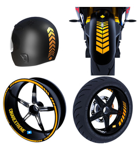 Moto Rider 4'lü Sticker Seti Taksi Sarısı İç Dış Jant Şeridi Kask ve Çamurluk Çı