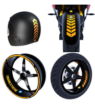 Moto Rider 4'lü Sticker Seti Taksi Sarısı İç Dış Jant Şeridi Kask ve Çamurluk Çı