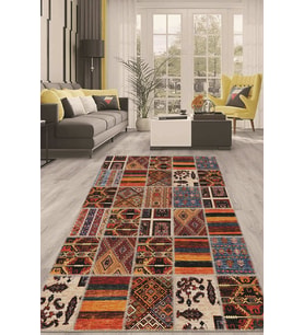 Dijital Kaymaz Taban Yıkanabilir Modern Renkli Salon Halısı Mutfak Halısı Yolluk ND-HT-1518 (Çok Renkli)