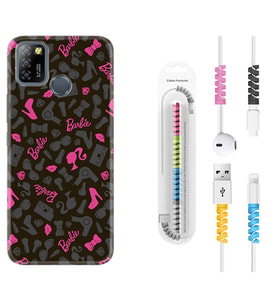 INFINIX Smart 4 5 6 Zero 8 S5 Pro Kılıf Kablo Koruma Spiral Silikon Barbie and Shoes 1413