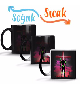 Neon Genesis Evangelion Eva Angel Sihirli Kupa Bardak Porselen