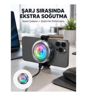 Mey İthalat® RGB Gaming Telefon Fanı Sessiz Soğutucu Tüm Akıllı Telefonlara Uygun Yeni Nesil