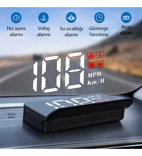 ALLY M3 HUD OBD2 Head-Up Display Dijital Hız Göstergesi E-OBD ve GPS Destekli OBD - HPSBYI5742-1
