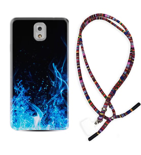 Samsung Note 3 4 5 8 9 20 Ultra 10 Lite Kılıf Boyun Asklı Rasta Silikon Blue Fire 1678