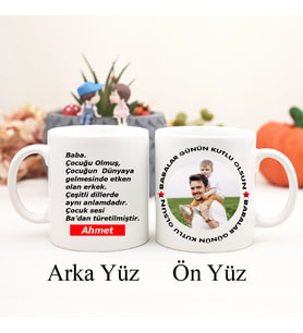 Baba Tanımı Tasarımlı İsme Özel  Resimli Kupa (STD)