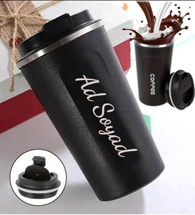 Kişiye Özel İsimli Black Coffee Paslanmaz Çelik Siyah Termos Bardak  500 ml