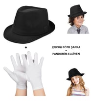 Çocuk Sahne Performans Seti – Gösteri Fötr Şapka ve Eldiven